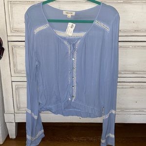 Light Blue Flare Sleeve Blouse